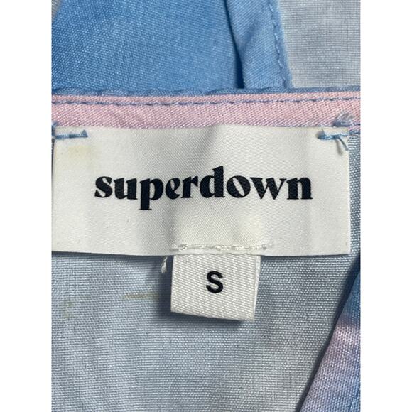 Superdown Blue Pink Tie Dye Sleeveless Tie Peplum Cami Camisole Crop Top Size S - Picture 3 of 4